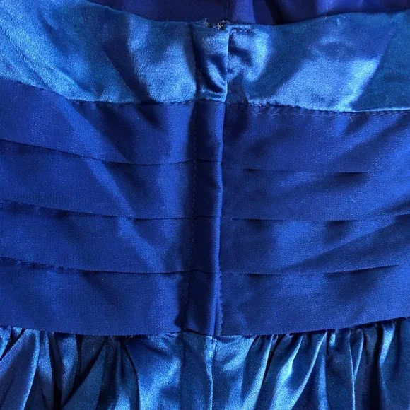 Roberta Satin Blue Short Halter Dress - Picture 5 of 6